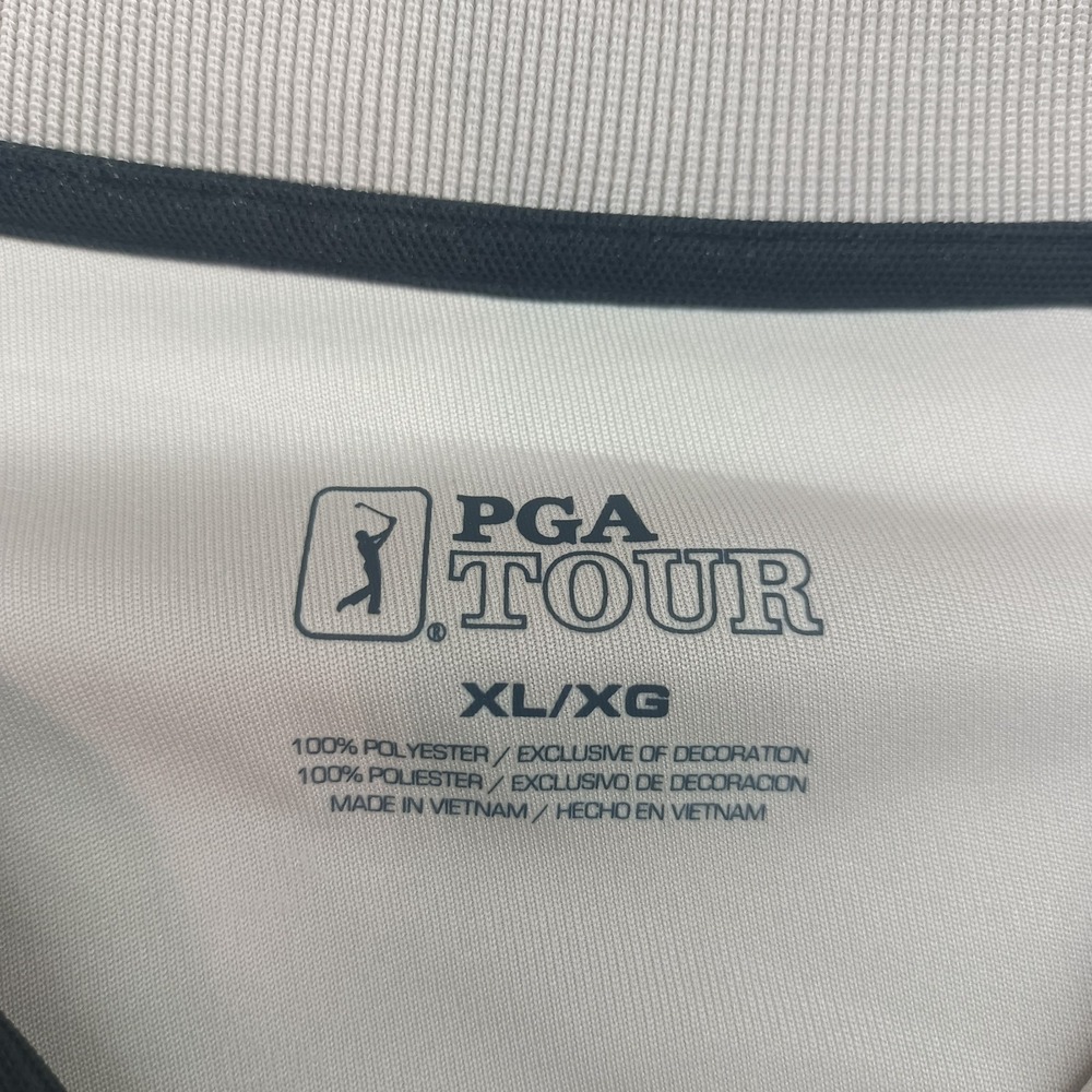 PGA Tour Golf Mens XL Short Sleeve Polo Beige Black Sport Shirt Breathable - Picture 2 of 7